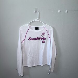South Pole White and Pink Long Sleeve Tee